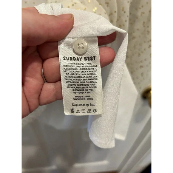 Aritzia‎ Sunday Best Jinx White Gold Women’s Size Large Babydoll Dress - Picture 8 of 8